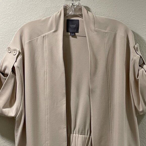LYSSE "Ilaria" Short Sleeve Tunic Blazer Open Front Short Sleeve, Cream - L - Picture 4 of 15